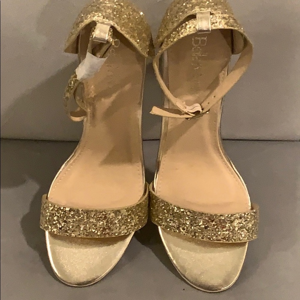 Glitter gold chunky heels